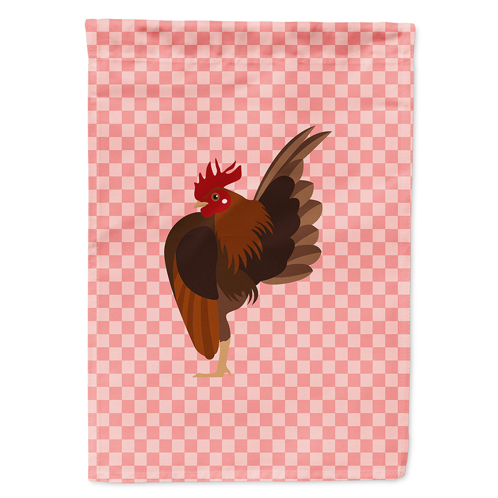 Malaysian Serama Chicken Pink Check House Flag 28x40 Porch Sleeve Pole Decorative Outside Yard Banner Artwork Wall Hanging, Polyester