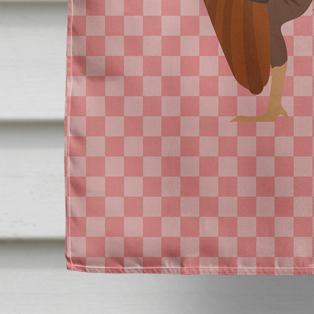Malaysian Serama Chicken Pink Check House Flag 28x40 Porch Sleeve Pole Decorative Outside Yard Banner Artwork Wall Hanging, Polyester