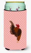 Malaysian Serama Chicken Pink Check Tall Boy Hugger Can Cooler Sleeve Machine Washable Drink Collapsible Insulator Beverage Insulated Holder