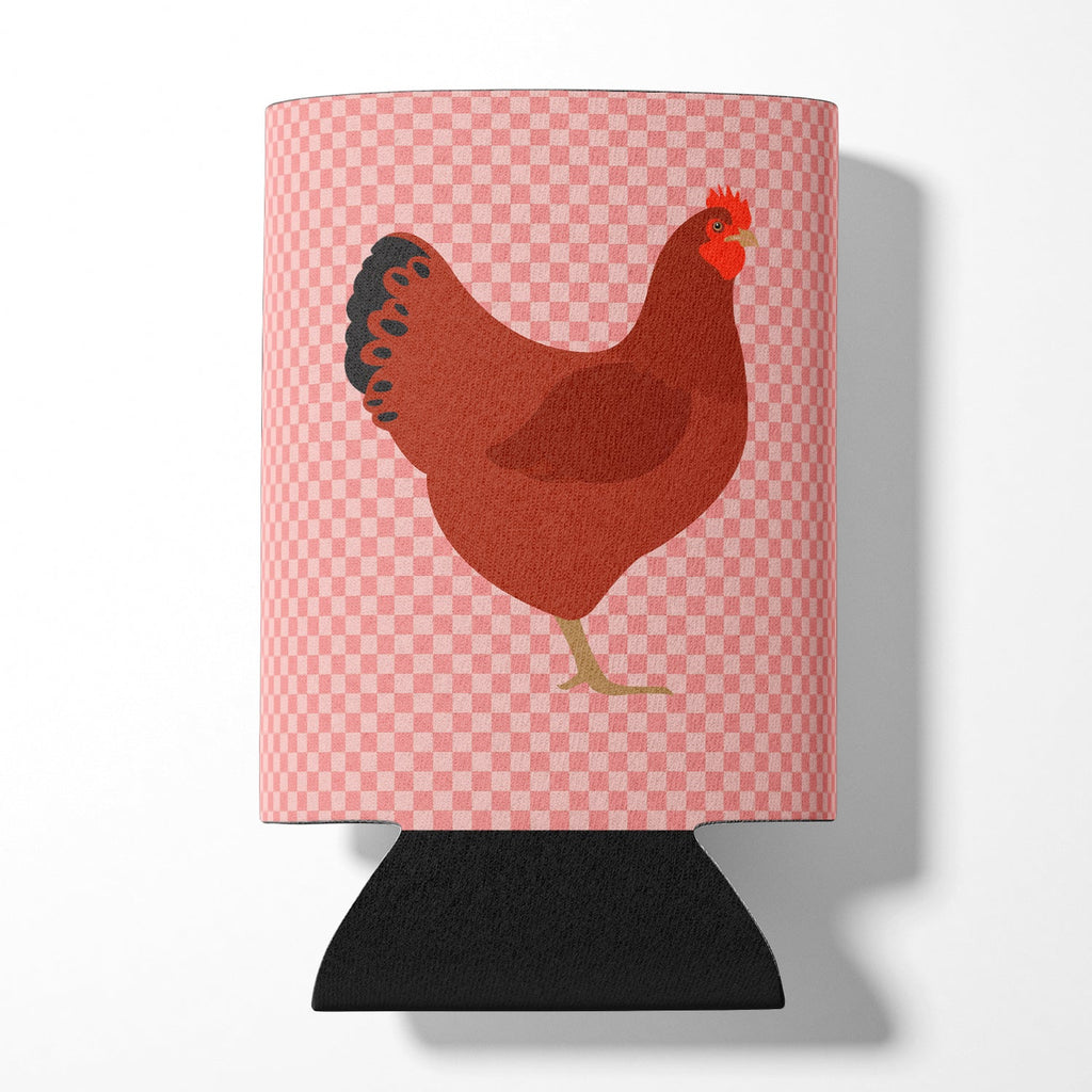 New Hampshire Red Chicken Pink Check Can or Bottle Hugger Cooler Sleeve for Standard 12 oz Cans, Insulated Foam Beer & Soda Can Hugger Reusable