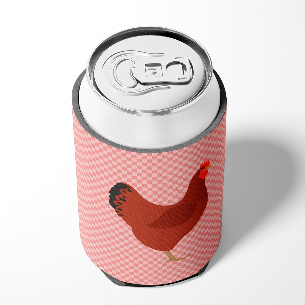 New Hampshire Red Chicken Pink Check Can or Bottle Hugger Cooler Sleeve for Standard 12 oz Cans, Insulated Foam Beer & Soda Can Hugger Reusable