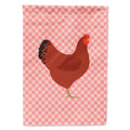 New Hampshire Red Chicken Pink Check House Flag 28x40 Porch Sleeve Pole Decorative Outside Yard Banner Artwork Wall Hanging, Polyester