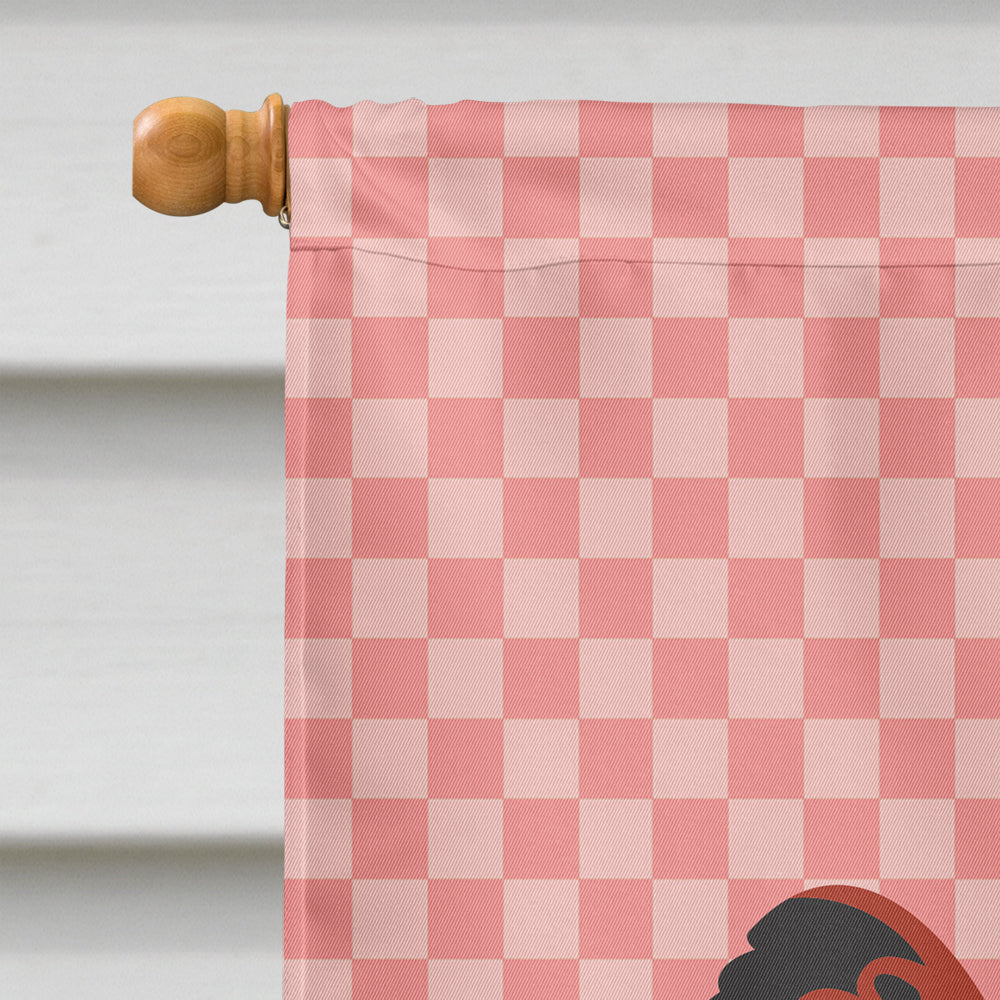 New Hampshire Red Chicken Pink Check House Flag 28x40 Porch Sleeve Pole Decorative Outside Yard Banner Artwork Wall Hanging, Polyester