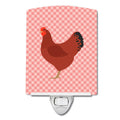 New Hampshire Red Chicken Pink Check Ceramic Night Light Compact, UL-Certified, Ideal for Bedroom, Bathroom, Nursery, Hallway, Kitchen, 6x4x3, Multicolor
