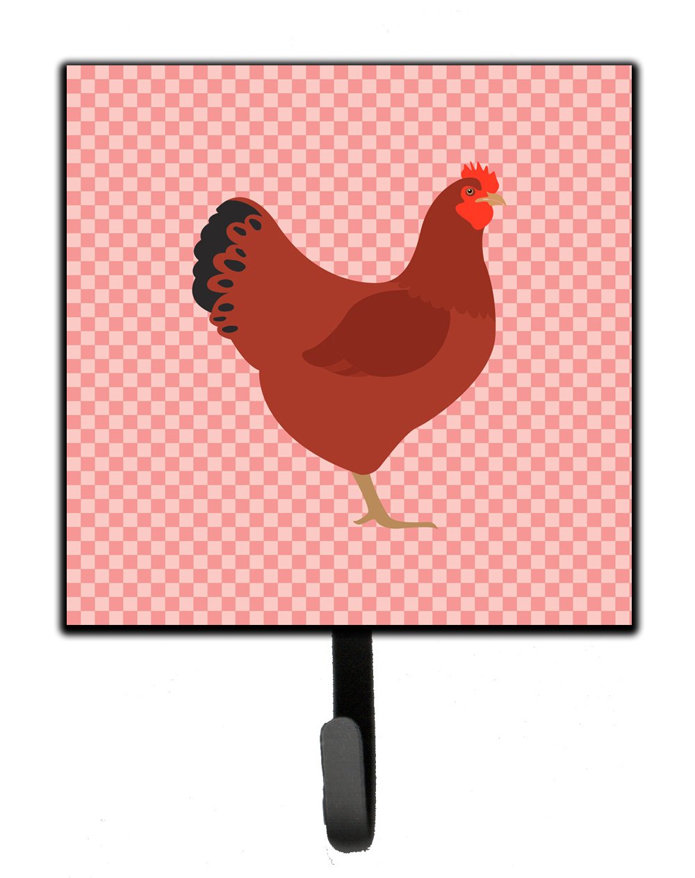 New Hampshire Red Chicken Pink Check Leash or Key Holder Wall Hooks, Key Hooks Holder, Coat Rack Wall Mount, Coat Hooks, Hooks for Hanging Keys, Towels, Aprons, Leashes
