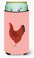 New Hampshire Red Chicken Pink Check Tall Boy Hugger Can Cooler Sleeve Machine Washable Drink Collapsible Insulator Beverage Insulated Holder