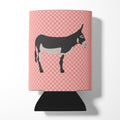 American Mammoth Jack Donkey Pink Check Can or Bottle Hugger Cooler Sleeve for Standard 12 oz Cans, Insulated Foam Beer & Soda Can Hugger Reusable