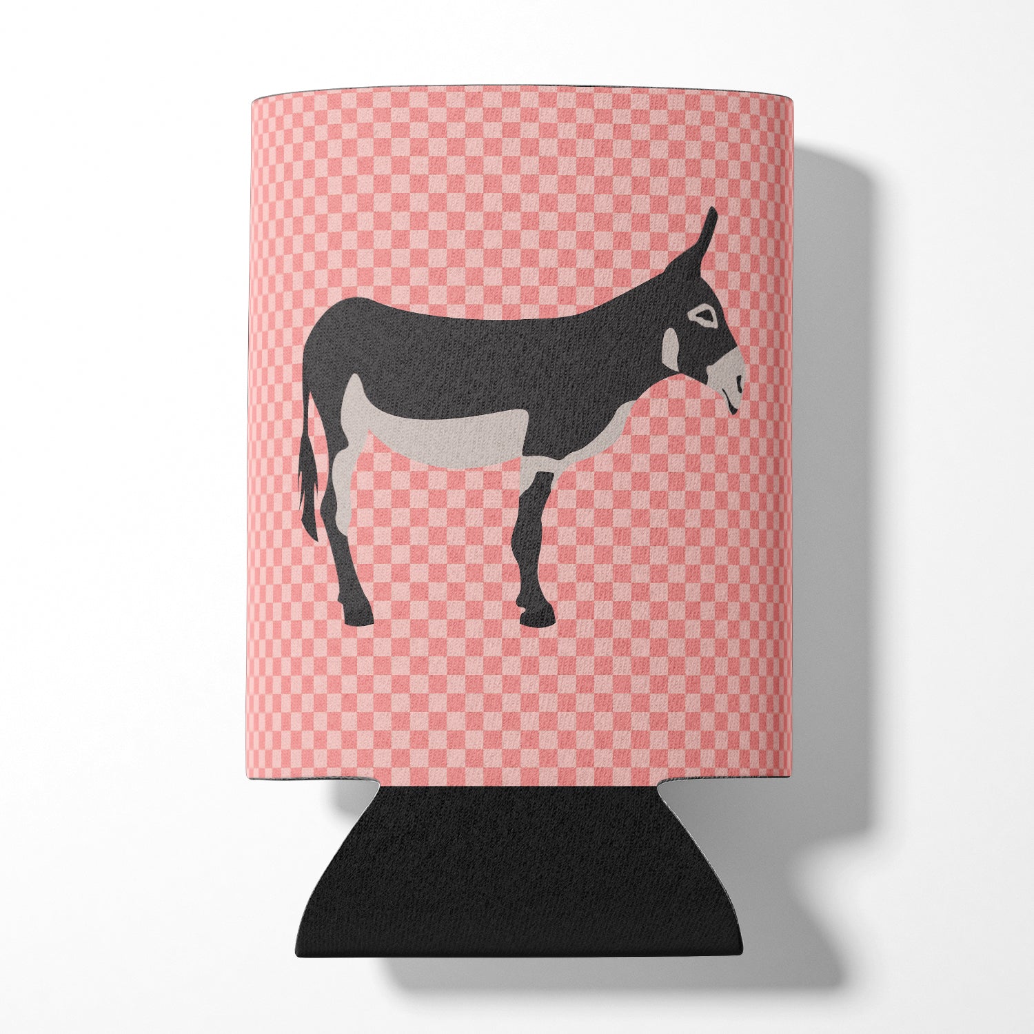American Mammoth Jack Donkey Pink Check Can or Bottle Hugger Cooler Sleeve for Standard 12 oz Cans, Insulated Foam Beer & Soda Can Hugger Reusable