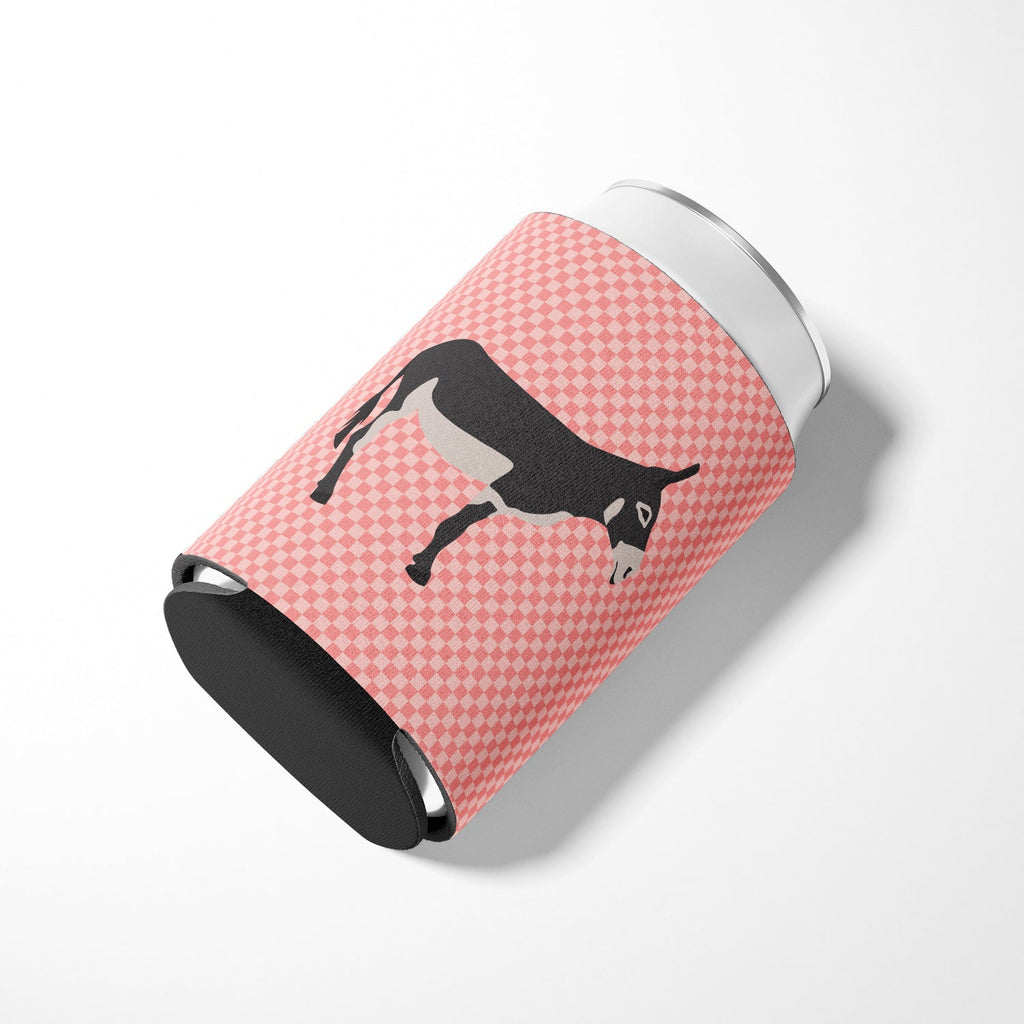 American Mammoth Jack Donkey Pink Check Can or Bottle Hugger Cooler Sleeve for Standard 12 oz Cans, Insulated Foam Beer & Soda Can Hugger Reusable