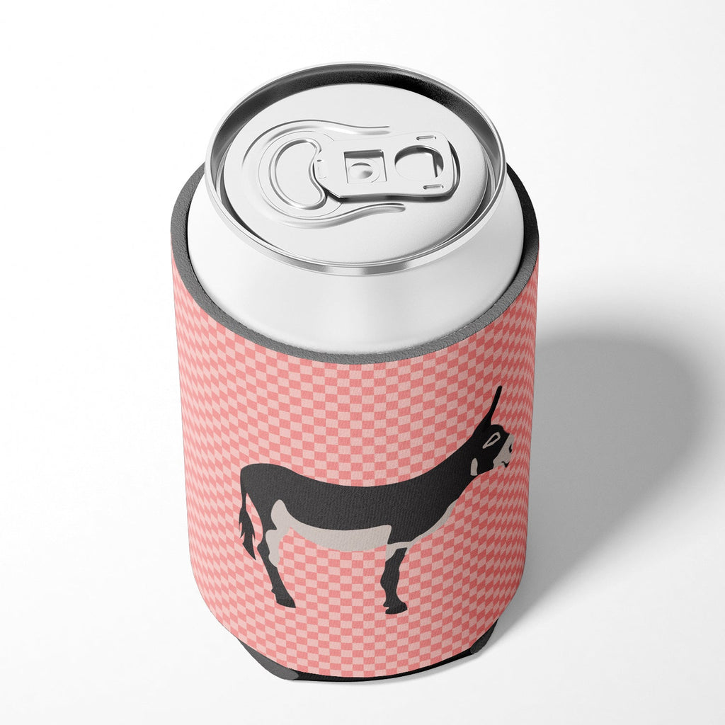American Mammoth Jack Donkey Pink Check Can or Bottle Hugger Cooler Sleeve for Standard 12 oz Cans, Insulated Foam Beer & Soda Can Hugger Reusable