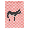 American Mammoth Jack Donkey Pink Check House Flag 28x40 Porch Sleeve Pole Decorative Outside Yard Banner Artwork Wall Hanging, Polyester