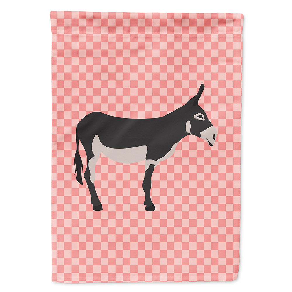 American Mammoth Jack Donkey Pink Check House Flag 28x40 Porch Sleeve Pole Decorative Outside Yard Banner Artwork Wall Hanging, Polyester