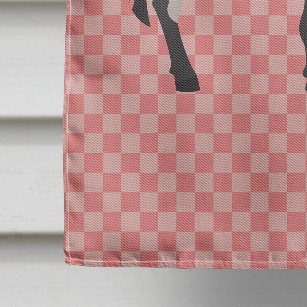 American Mammoth Jack Donkey Pink Check House Flag 28x40 Porch Sleeve Pole Decorative Outside Yard Banner Artwork Wall Hanging, Polyester