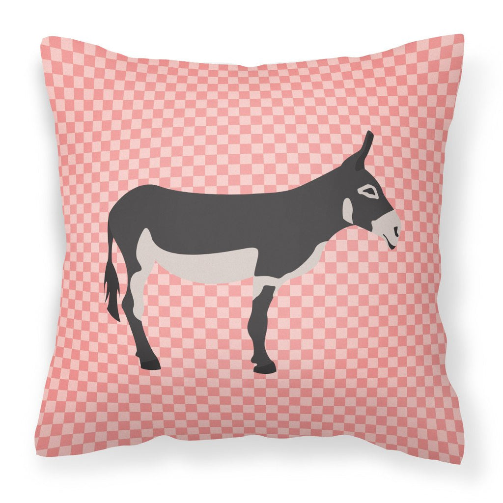 American Mammoth Jack Donkey Pink Check Decorative Throw Pillow 18x18 Indoor Outdoor Accent Cushion, Fabric Cover with Insert for Sofa, Bed, Porch & Living Room
