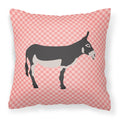 American Mammoth Jack Donkey Pink Check Decorative Throw Pillow 18x18 Indoor Outdoor Accent Cushion, Fabric Cover with Insert for Sofa, Bed, Porch & Living Room