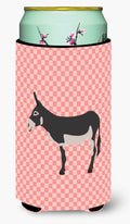 American Mammoth Jack Donkey Pink Check Tall Boy Hugger Can Cooler Sleeve Machine Washable Drink Collapsible Insulator Beverage Insulated Holder