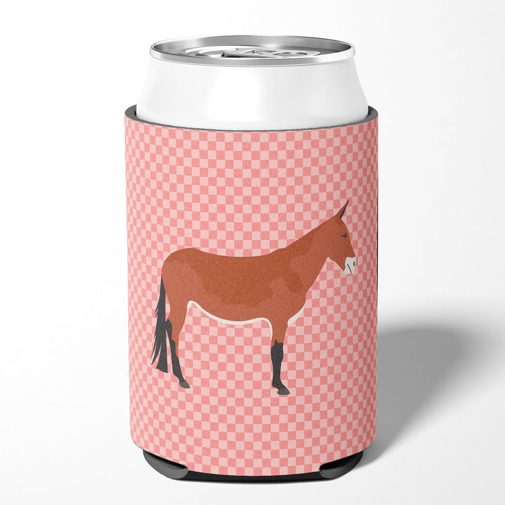 Mule Pink Check Can or Bottle Hugger Cooler Sleeve for Standard 12 oz Cans, Insulated Foam Beer & Soda Can Hugger Reusable