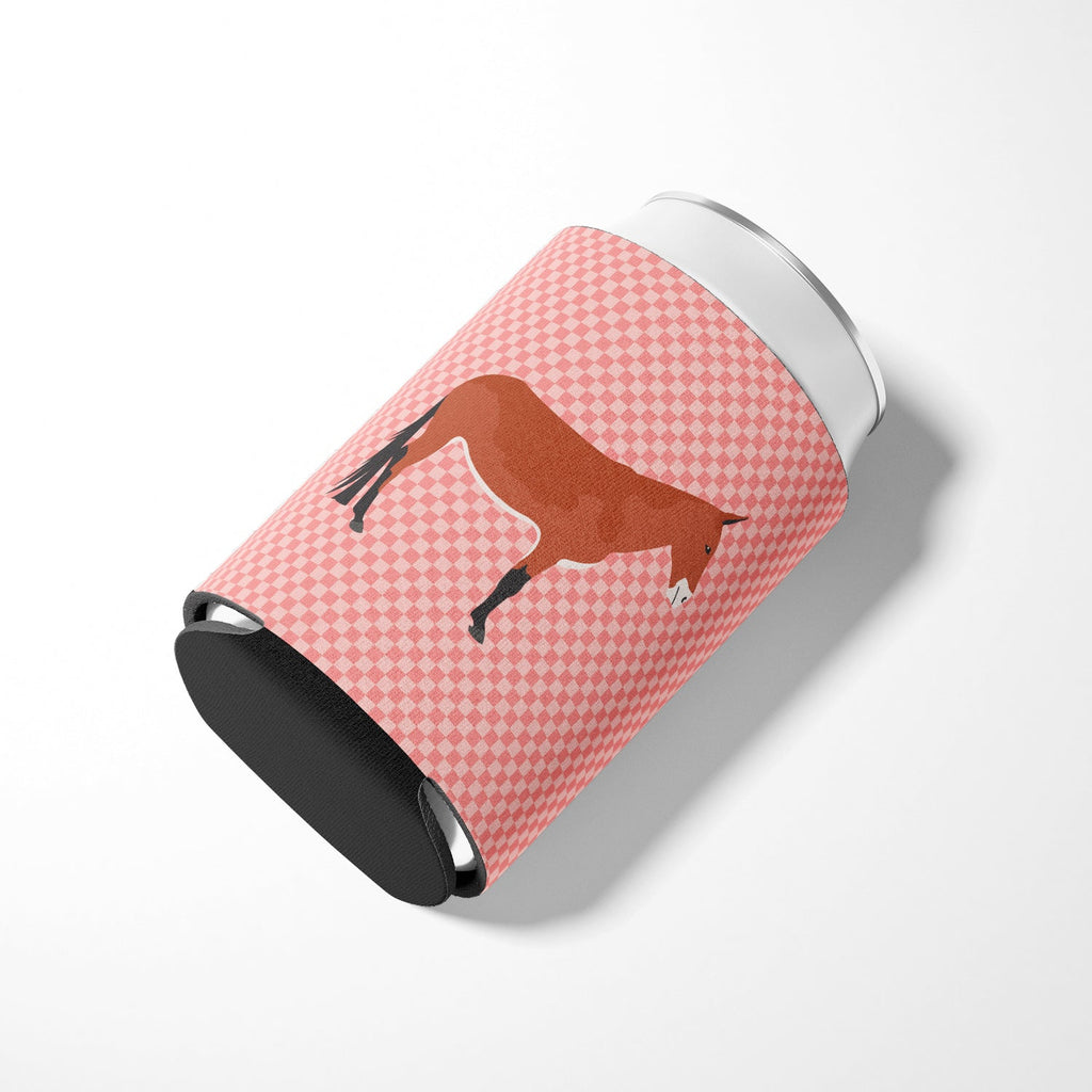 Mule Pink Check Can or Bottle Hugger Cooler Sleeve for Standard 12 oz Cans, Insulated Foam Beer & Soda Can Hugger Reusable