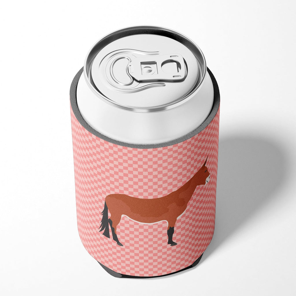 Mule Pink Check Can or Bottle Hugger Cooler Sleeve for Standard 12 oz Cans, Insulated Foam Beer & Soda Can Hugger Reusable