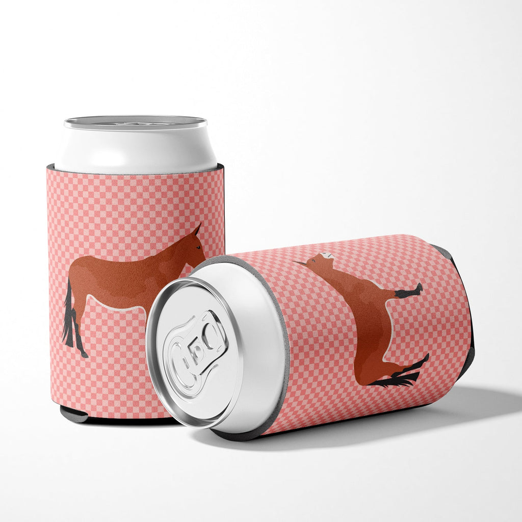 Mule Pink Check Can or Bottle Hugger Cooler Sleeve for Standard 12 oz Cans, Insulated Foam Beer & Soda Can Hugger Reusable