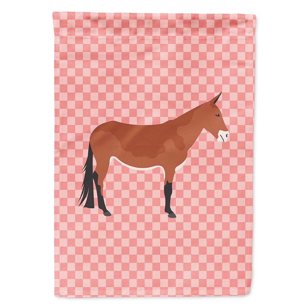 Mule Pink Check House Flag 28x40 Porch Sleeve Pole Decorative Outside Yard Banner Artwork Wall Hanging, Polyester