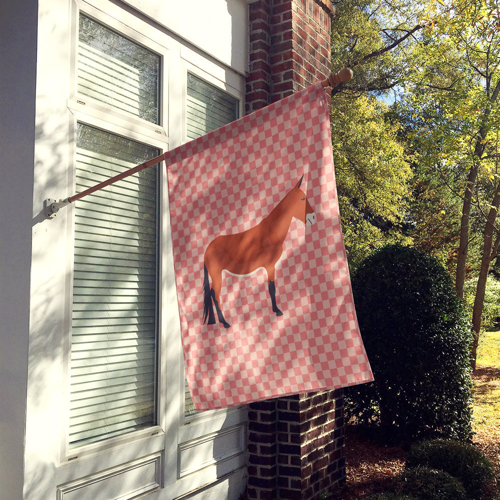 Mule Pink Check House Flag 28x40 Porch Sleeve Pole Decorative Outside Yard Banner Artwork Wall Hanging, Polyester