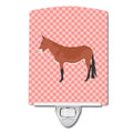 Mule Pink Check Ceramic Night Light Compact, UL-Certified, Ideal for Bedroom, Bathroom, Nursery, Hallway, Kitchen, 6x4x3, Multicolor