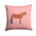 Mule Pink Check Decorative Throw Pillow 14x14 Indoor Outdoor Accent Cushion, Fabric Cover with Insert for Sofa, Bed, Porch & Living Room