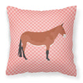 Mule Pink Check Decorative Throw Pillow 18x18 Indoor Outdoor Accent Cushion, Fabric Cover with Insert for Sofa, Bed, Porch & Living Room