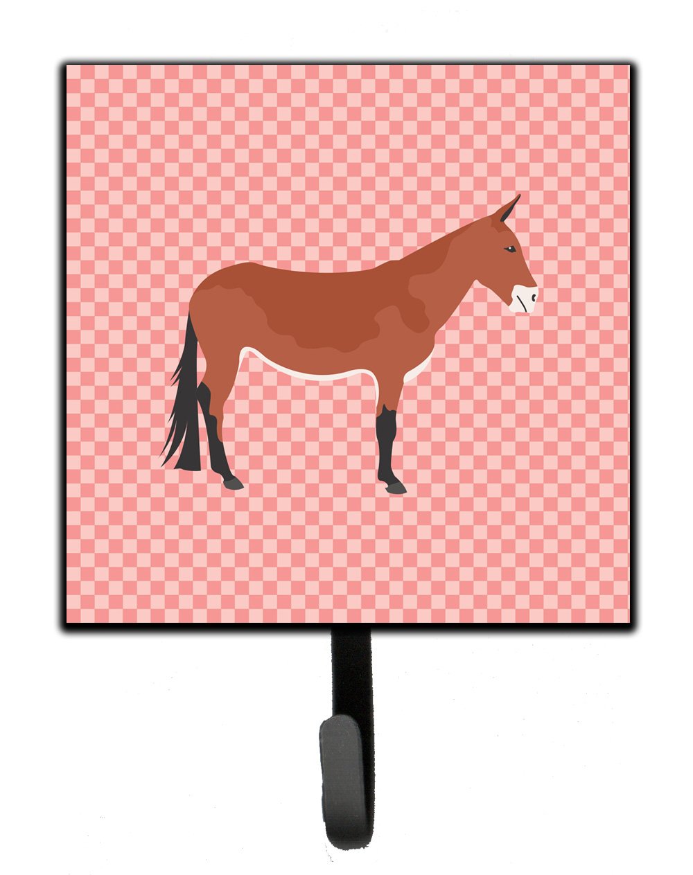 Mule Pink Check Leash or Key Holder Wall Hooks, Key Hooks Holder, Coat Rack Wall Mount, Coat Hooks, Hooks for Hanging Keys, Towels, Aprons, Leashes