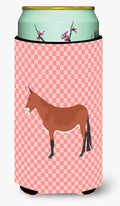 Mule Pink Check Tall Boy Hugger Can Cooler Sleeve Machine Washable Drink Collapsible Insulator Beverage Insulated Holder