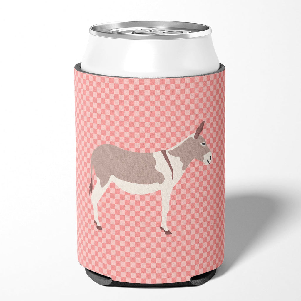 Australian Teamster Donkey Pink Check Can or Bottle Hugger Cooler Sleeve for Standard 12 oz Cans, Insulated Foam Beer & Soda Can Hugger Reusable