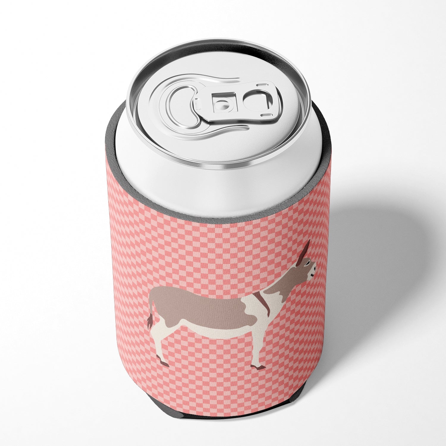 Australian Teamster Donkey Pink Check Can or Bottle Hugger Cooler Sleeve for Standard 12 oz Cans, Insulated Foam Beer & Soda Can Hugger Reusable
