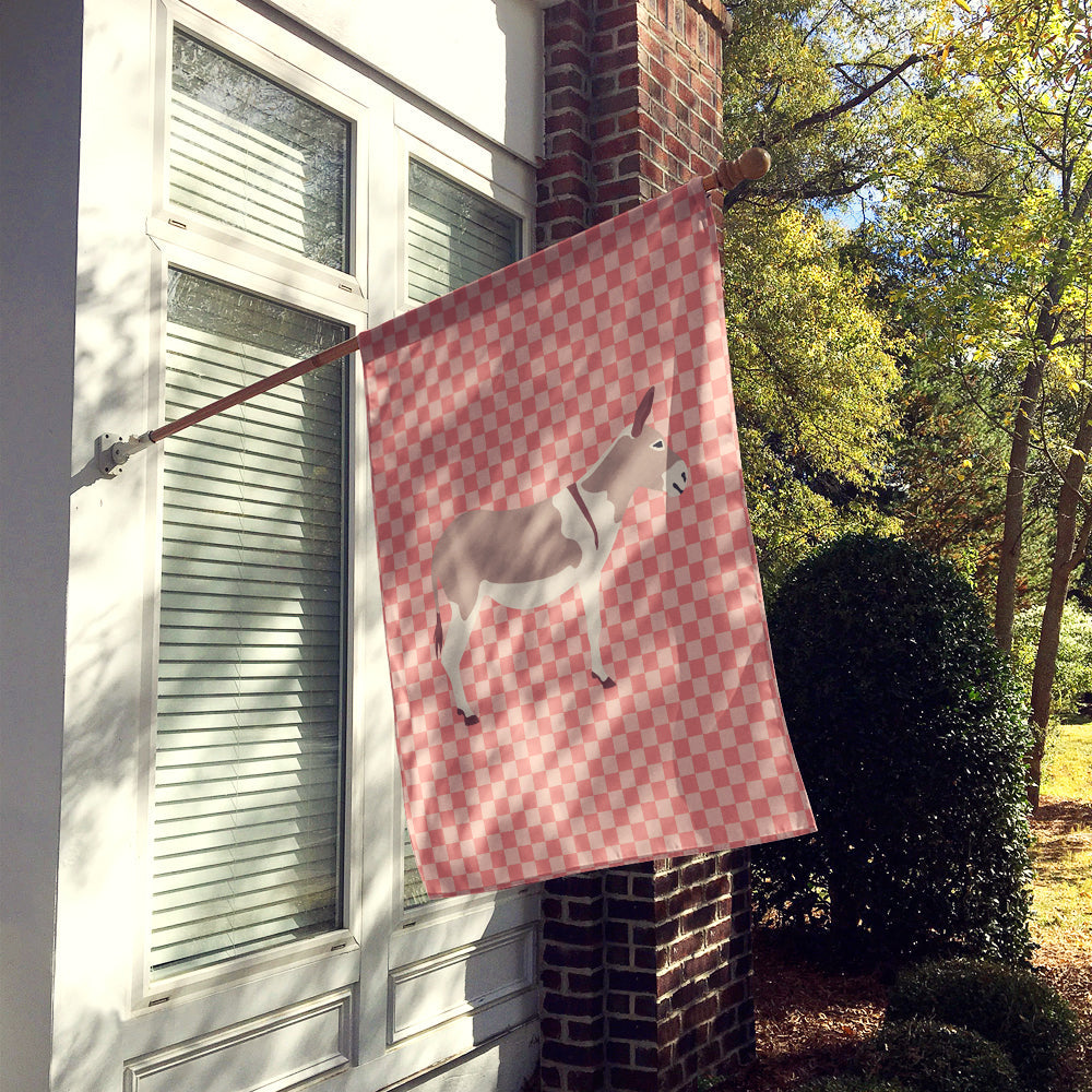 Australian Teamster Donkey Pink Check House Flag 28x40 Porch Sleeve Pole Decorative Outside Yard Banner Artwork Wall Hanging, Polyester