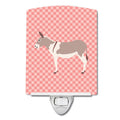 Australian Teamster Donkey Pink Check Ceramic Night Light Compact, UL-Certified, Ideal for Bedroom, Bathroom, Nursery, Hallway, Kitchen, 6x4x3, Multicolor