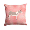 Australian Teamster Donkey Pink Check Decorative Throw Pillow 14x14 Indoor Outdoor Accent Cushion, Fabric Cover with Insert for Sofa, Bed, Porch & Living Room