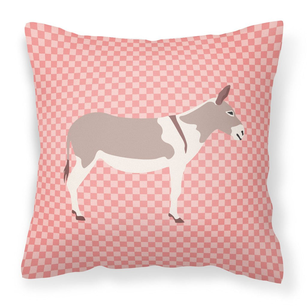 Australian Teamster Donkey Pink Check Decorative Throw Pillow 18x18 Indoor Outdoor Accent Cushion, Fabric Cover with Insert for Sofa, Bed, Porch & Living Room