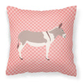 Australian Teamster Donkey Pink Check Decorative Throw Pillow 18x18 Indoor Outdoor Accent Cushion, Fabric Cover with Insert for Sofa, Bed, Porch & Living Room