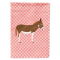 Miniature Mediterranian Donkey Pink Check House Flag 28x40 Porch Sleeve Pole Decorative Outside Yard Banner Artwork Wall Hanging, Polyester