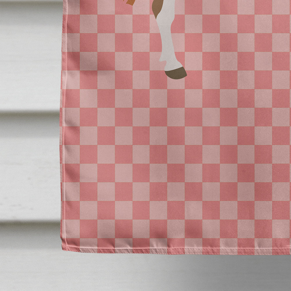 Miniature Mediterranian Donkey Pink Check House Flag 28x40 Porch Sleeve Pole Decorative Outside Yard Banner Artwork Wall Hanging, Polyester