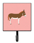 Miniature Mediterranian Donkey Pink Check Leash or Key Holder Wall Hooks, Key Hooks Holder, Coat Rack Wall Mount, Coat Hooks, Hooks for Hanging Keys, Towels, Aprons, Leashes
