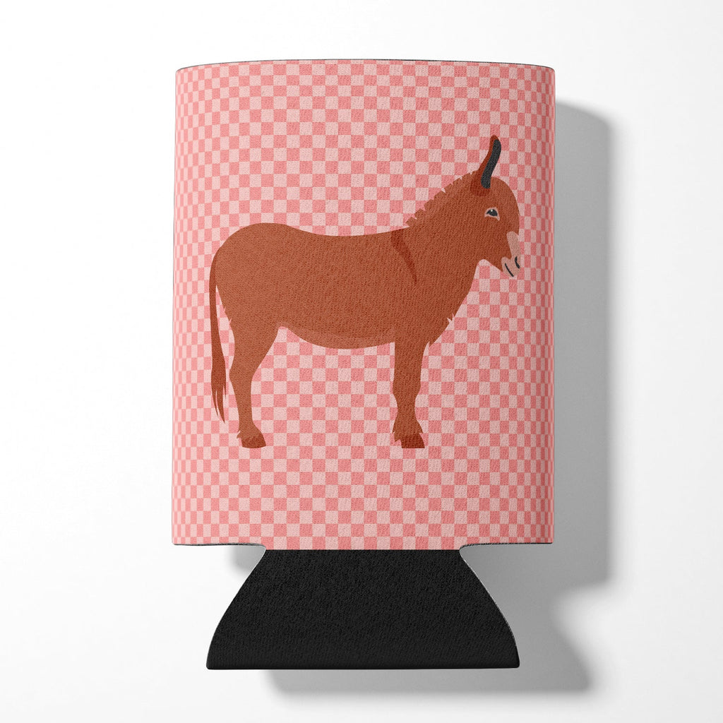 Irish Donkey Pink Check Can or Bottle Hugger Cooler Sleeve for Standard 12 oz Cans, Insulated Foam Beer & Soda Can Hugger Reusable
