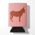Irish Donkey Pink Check Can or Bottle Hugger Cooler Sleeve for Standard 12 oz Cans, Insulated Foam Beer & Soda Can Hugger Reusable
