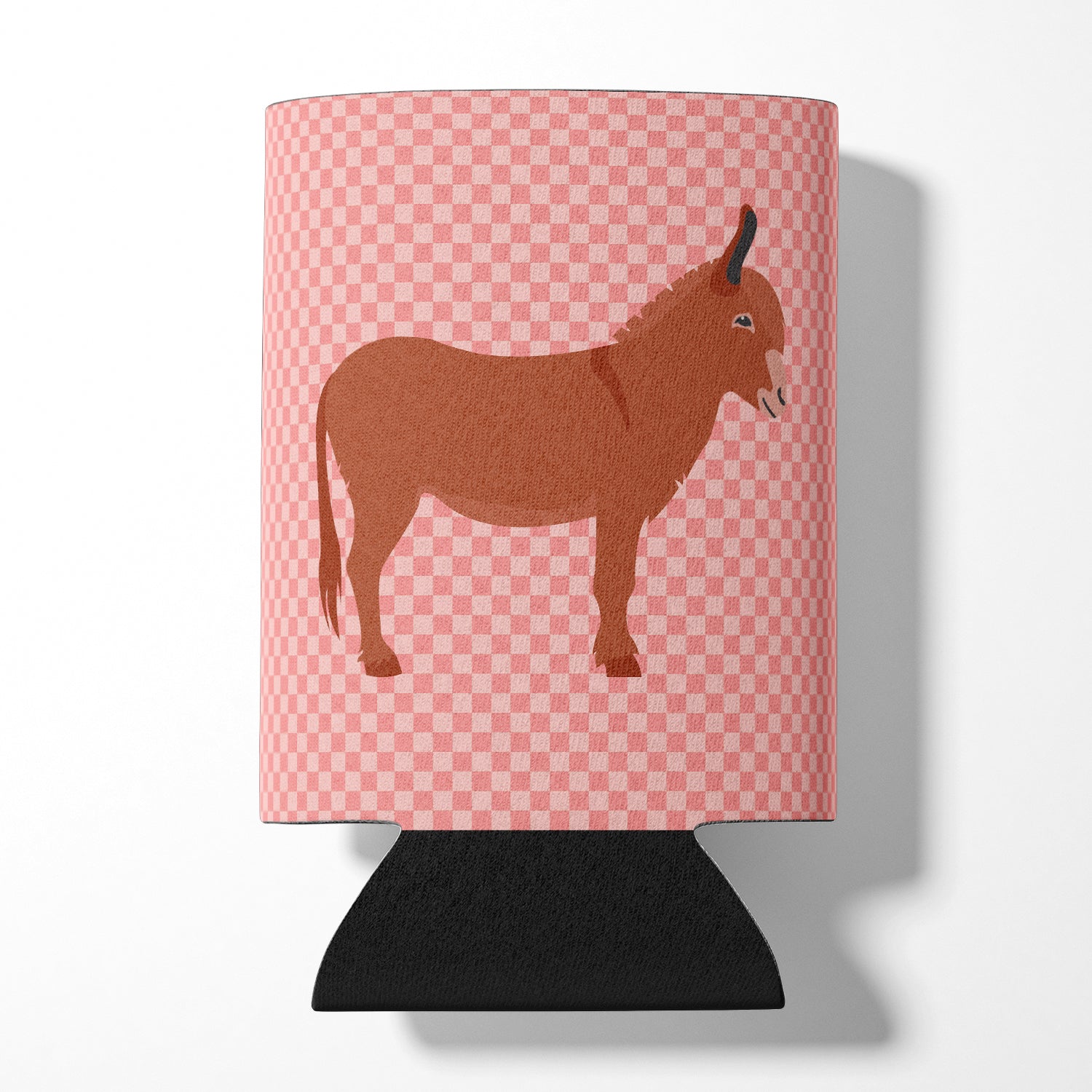 Irish Donkey Pink Check Can or Bottle Hugger Cooler Sleeve for Standard 12 oz Cans, Insulated Foam Beer & Soda Can Hugger Reusable