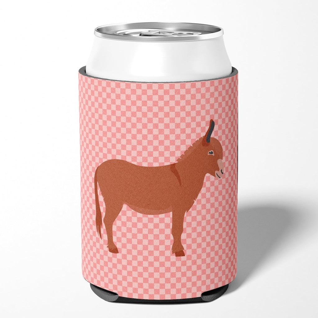 Irish Donkey Pink Check Can or Bottle Hugger Cooler Sleeve for Standard 12 oz Cans, Insulated Foam Beer & Soda Can Hugger Reusable