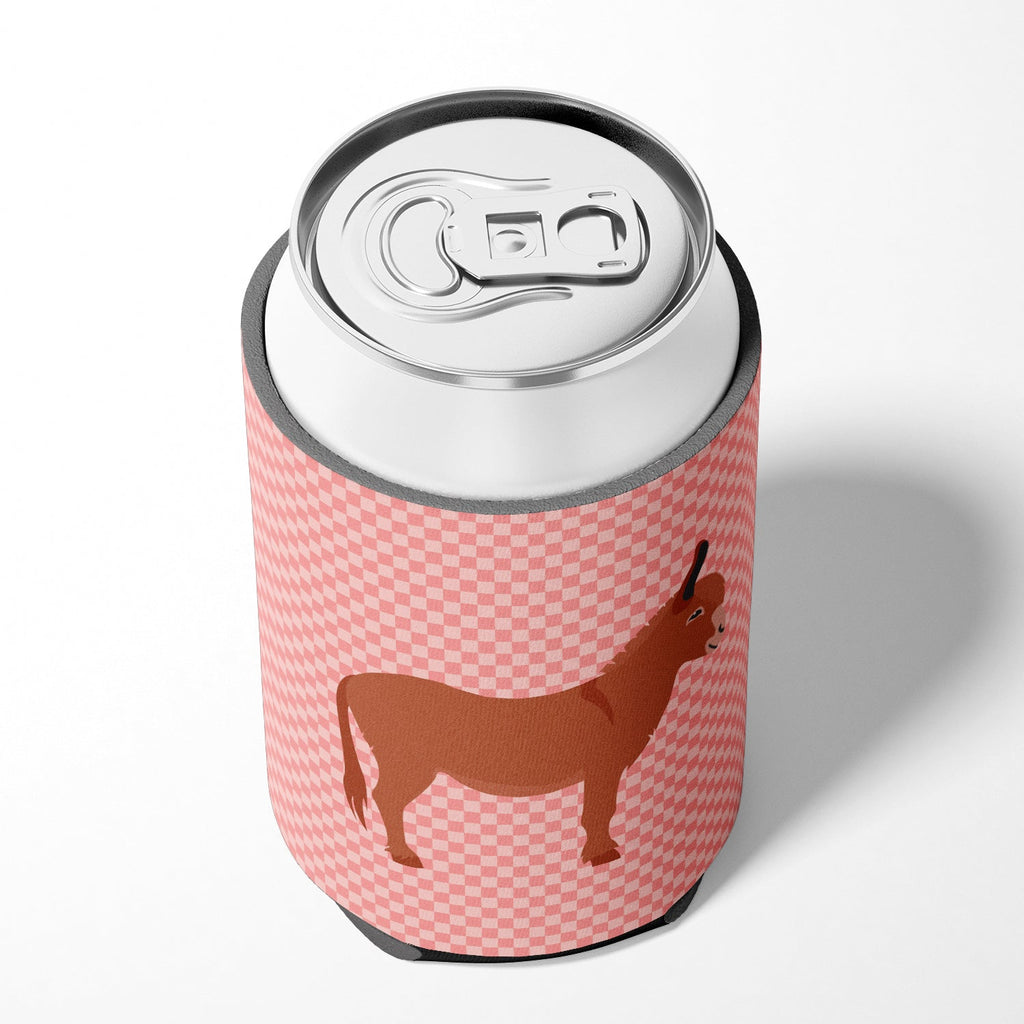 Irish Donkey Pink Check Can or Bottle Hugger Cooler Sleeve for Standard 12 oz Cans, Insulated Foam Beer & Soda Can Hugger Reusable
