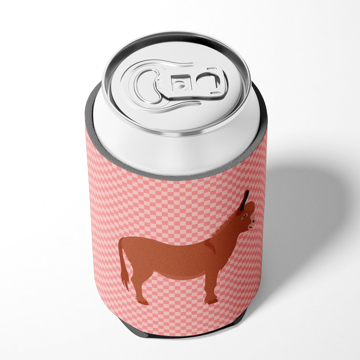 Irish Donkey Pink Check Can or Bottle Hugger Cooler Sleeve for Standard 12 oz Cans, Insulated Foam Beer & Soda Can Hugger Reusable