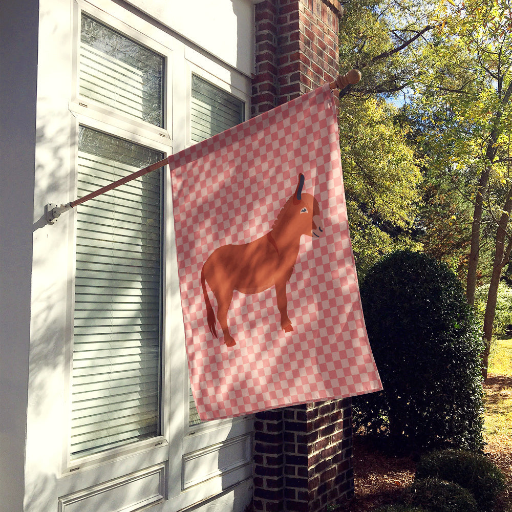 Irish Donkey Pink Check House Flag 28x40 Porch Sleeve Pole Decorative Outside Yard Banner Artwork Wall Hanging, Polyester