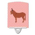 Irish Donkey Pink Check Ceramic Night Light Compact, UL-Certified, Ideal for Bedroom, Bathroom, Nursery, Hallway, Kitchen, 6x4x3, Multicolor