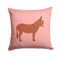 Irish Donkey Pink Check Decorative Throw Pillow 14x14 Indoor Outdoor Accent Cushion, Fabric Cover with Insert for Sofa, Bed, Porch & Living Room